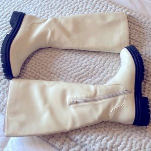 Beige boots faux leather